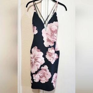 WINDSOR BLACK FLORAL SPAGHETTI STRAP DRESS